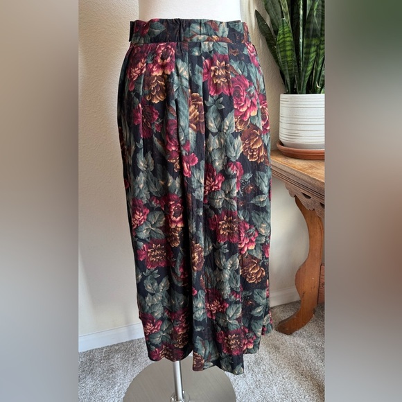 Vintage Floral Midi Skirt 100% Rayon academia indie sleaze - Picture 2 of 8